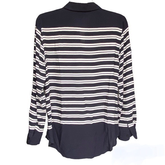 Talbots Long Sleeve Button Down Light Weight Tunic Navy/White | Size Small NWT - Picture 2 of 9